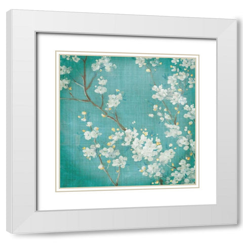 White Cherry Blossoms II White Modern Wood Framed Art Print with Double Matting by Nai, Danhui