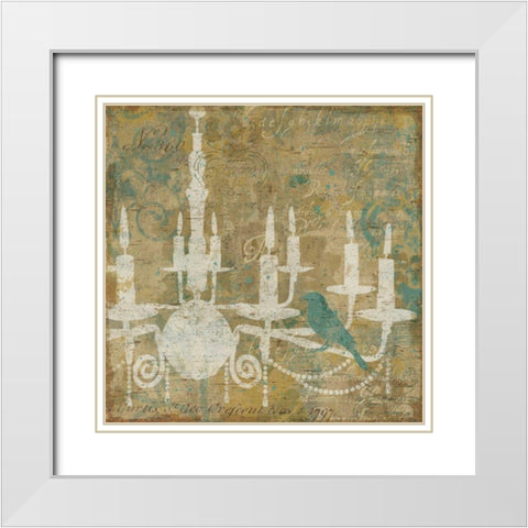 Faded Ornate I Aqua White Modern Wood Framed Art Print with Double Matting by Pela Studio