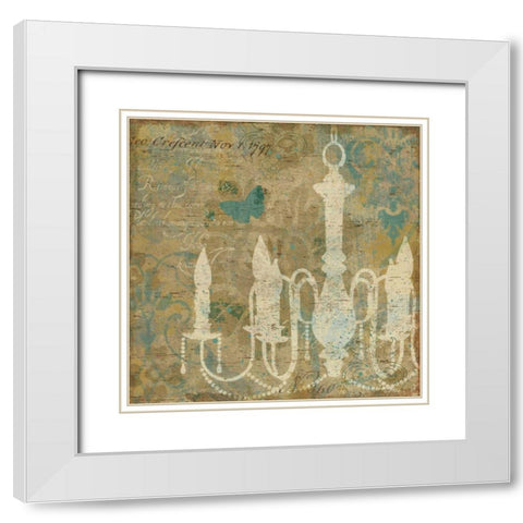 Faded Ornate II Aqua White Modern Wood Framed Art Print with Double Matting by Pela Studio
