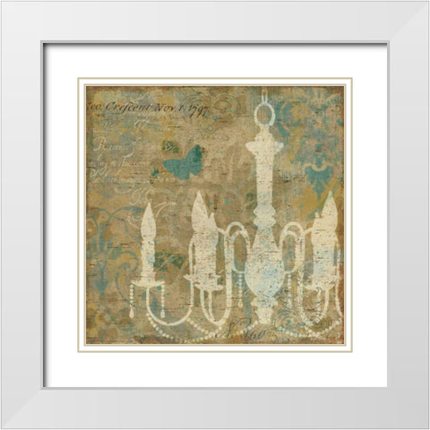 Faded Ornate II Aqua White Modern Wood Framed Art Print with Double Matting by Pela Studio