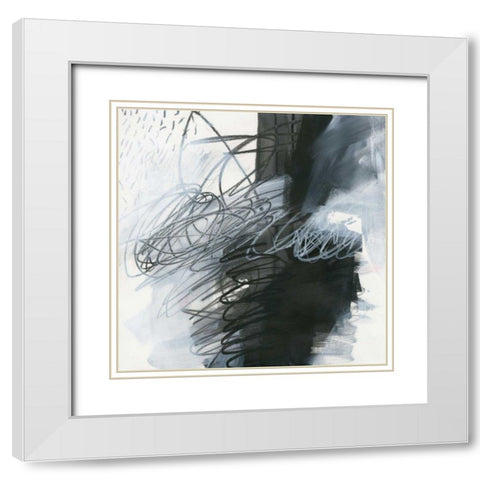 Whats Happening I White Modern Wood Framed Art Print with Double Matting by Davies, Jane