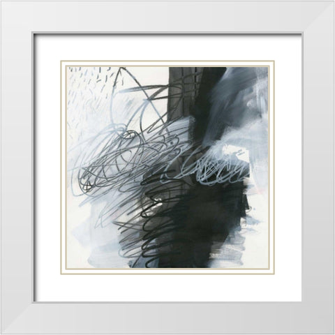 Whats Happening I White Modern Wood Framed Art Print with Double Matting by Davies, Jane