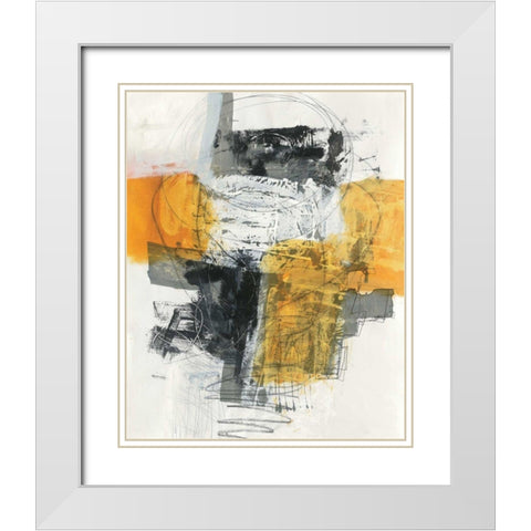 Action I White Modern Wood Framed Art Print with Double Matting by Davies, Jane