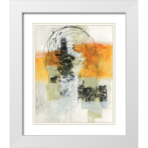 Action II White Modern Wood Framed Art Print with Double Matting by Davies, Jane