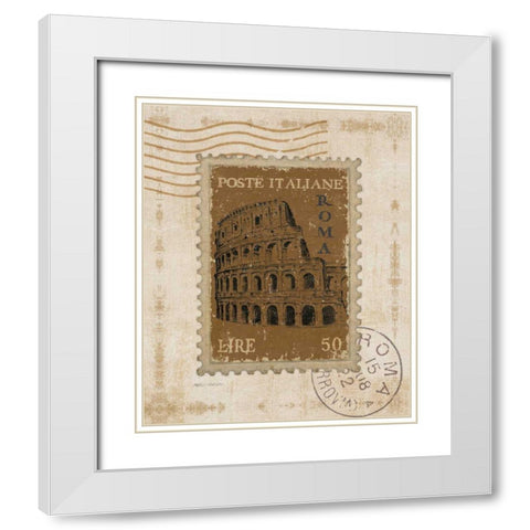 Iconic Stamps III White Modern Wood Framed Art Print with Double Matting by Fabiano, Marco
