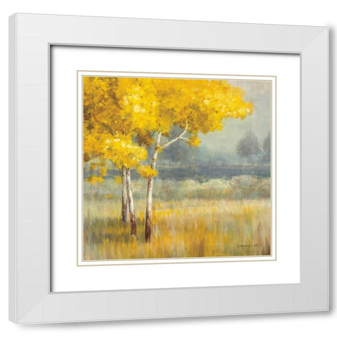 Yellow Landscape Crop White Modern Wood Framed Art Print with Double Matting by Nai, Danhui