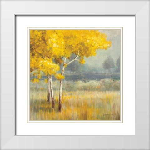 Yellow Landscape Crop White Modern Wood Framed Art Print with Double Matting by Nai, Danhui