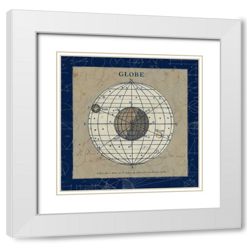 Globe Blue White Modern Wood Framed Art Print with Double Matting by Schlabach, Sue