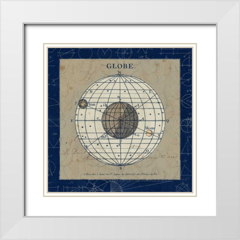 Globe Blue White Modern Wood Framed Art Print with Double Matting by Schlabach, Sue