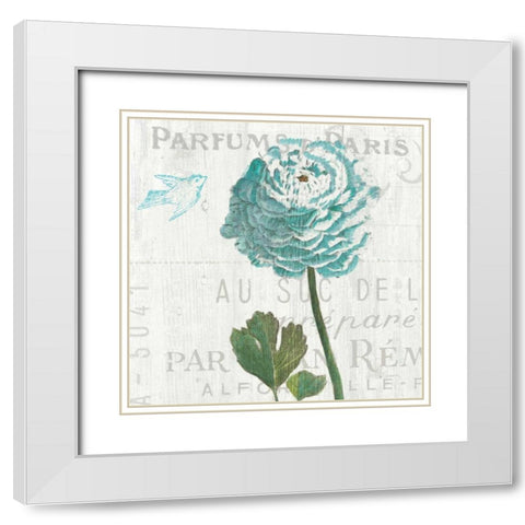 Floral Messages on Wood II Blue White Modern Wood Framed Art Print with Double Matting by Schlabach, Sue