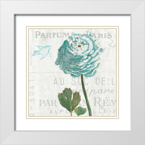 Floral Messages on Wood II Blue White Modern Wood Framed Art Print with Double Matting by Schlabach, Sue