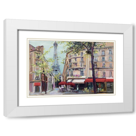 Springtime in Paris White Modern Wood Framed Art Print with Double Matting by Hageman, Marilyn