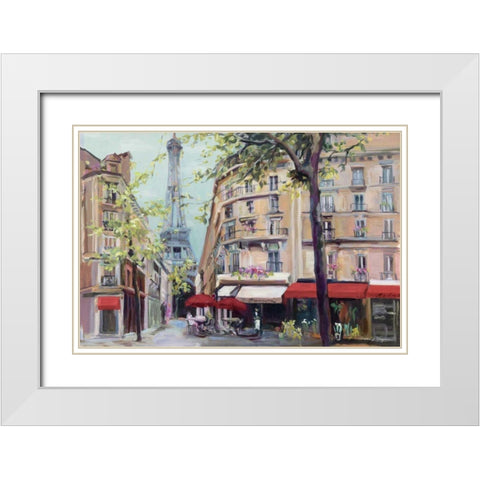 Springtime in Paris White Modern Wood Framed Art Print with Double Matting by Hageman, Marilyn
