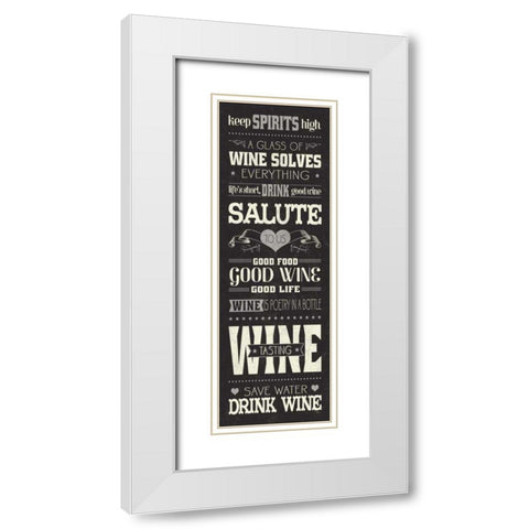 Wine Lovers II White Modern Wood Framed Art Print with Double Matting by Pela Studio