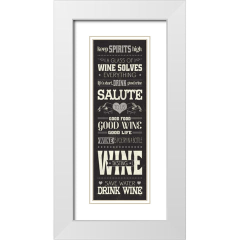 Wine Lovers II White Modern Wood Framed Art Print with Double Matting by Pela Studio