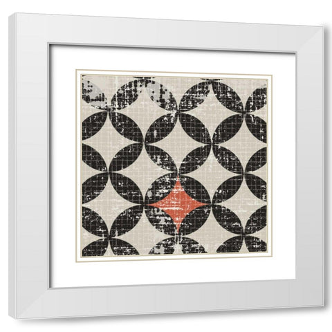 Geometric Patchwork Puree Pumpkin Square IV v.2 White Modern Wood Framed Art Print with Double Matting by Pela Studio