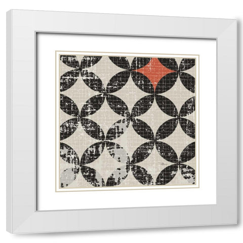 Geometric Patchwork Puree Pumpkin Square V v.2 White Modern Wood Framed Art Print with Double Matting by Pela Studio