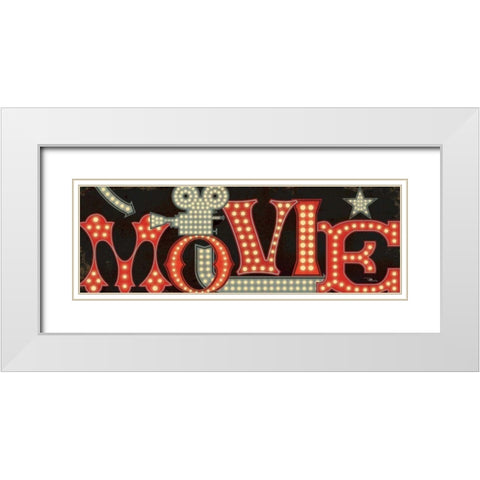 Movie Lights II White Modern Wood Framed Art Print with Double Matting by Pela Studio