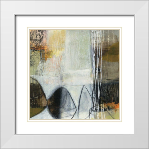 Abstract Pebble I White Modern Wood Framed Art Print with Double Matting by Davies, Jane