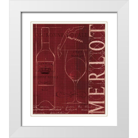 Wine Blueprint II White Modern Wood Framed Art Print with Double Matting by Fabiano, Marco