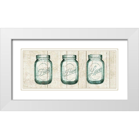 Flea Market Mason Jars Panel I v.2 White Modern Wood Framed Art Print with Double Matting by Wild Apple Portfolio