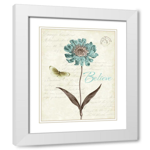 Slated Blue IV Believe White Modern Wood Framed Art Print with Double Matting by Pertiet, Katie