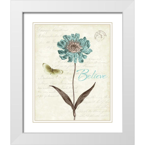Slated Blue IV Believe White Modern Wood Framed Art Print with Double Matting by Pertiet, Katie