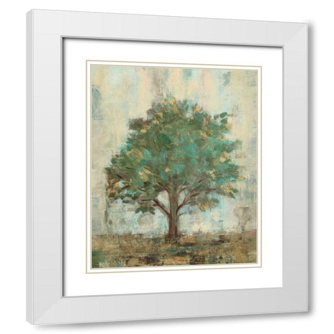 Verdi Trees I White Modern Wood Framed Art Print with Double Matting by Vassileva, Silvia
