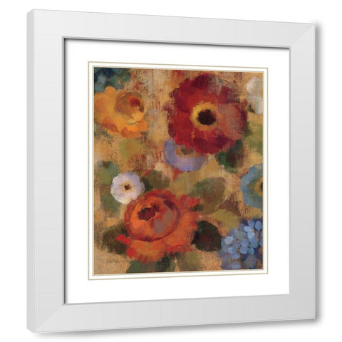Jacquard Floral II Crop White Modern Wood Framed Art Print with Double Matting by Vassileva, Silvia