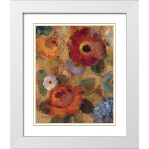Jacquard Floral II Crop White Modern Wood Framed Art Print with Double Matting by Vassileva, Silvia