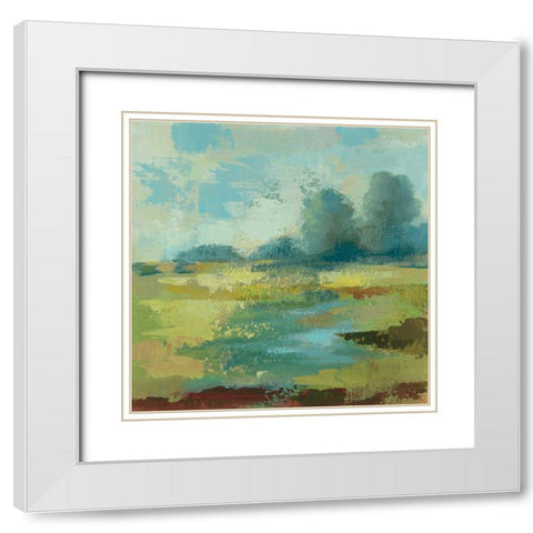 Windsor Blue Field IV White Modern Wood Framed Art Print with Double Matting by Vassileva, Silvia