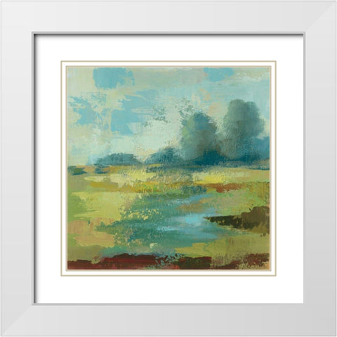 Windsor Blue Field IV White Modern Wood Framed Art Print with Double Matting by Vassileva, Silvia