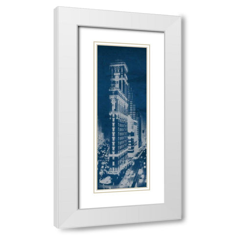 Times Square Postcard Blueprint Panel White Modern Wood Framed Art Print with Double Matting by Wild Apple Portfolio