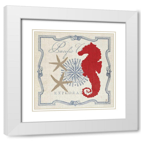 Pacific Seahorse White Modern Wood Framed Art Print with Double Matting by Mousseau, Studio