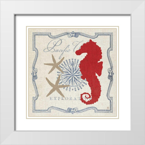 Pacific Seahorse White Modern Wood Framed Art Print with Double Matting by Mousseau, Studio