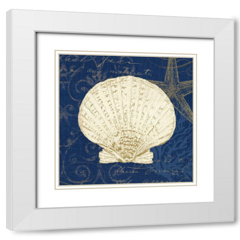 Coastal Moonlight II Teal Center White Modern Wood Framed Art Print with Double Matting by Pela Studio