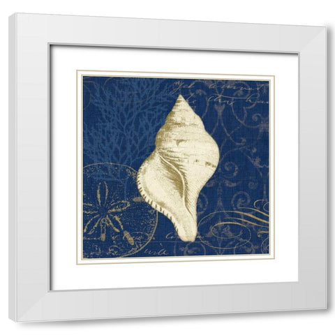 Coastal Moonlight IV Teal Center White Modern Wood Framed Art Print with Double Matting by Pela Studio