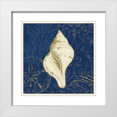 Coastal Moonlight IV Teal Center White Modern Wood Framed Art Print with Double Matting by Pela Studio
