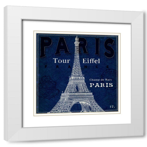 Blueprint Tour Eiffel  White Modern Wood Framed Art Print with Double Matting by Schlabach, Sue