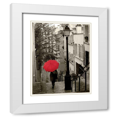 Paris Stroll II White Modern Wood Framed Art Print with Double Matting by Schlabach, Sue