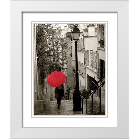 Paris Stroll II White Modern Wood Framed Art Print with Double Matting by Schlabach, Sue