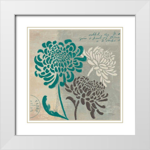 Chrysanthemums I White Modern Wood Framed Art Print with Double Matting by Wellington Studio