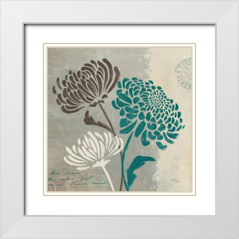 Chrysanthemums II White Modern Wood Framed Art Print with Double Matting by Wellington Studio