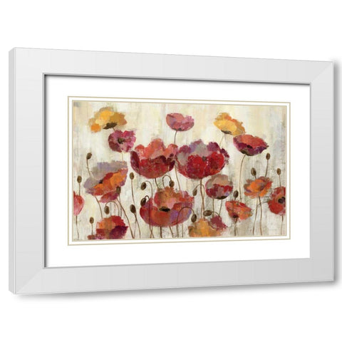 Poppies in the Rain White Modern Wood Framed Art Print with Double Matting by Vassileva, Silvia
