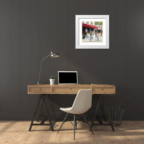 Relaxing at the Cafe I White Modern Wood Framed Art Print with Double Matting by Wiens, James