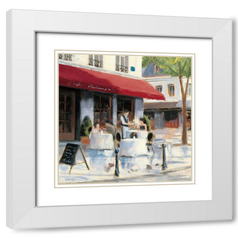 Relaxing at the Cafe I White Modern Wood Framed Art Print with Double Matting by Wiens, James