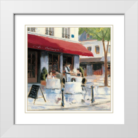 Relaxing at the Cafe I White Modern Wood Framed Art Print with Double Matting by Wiens, James