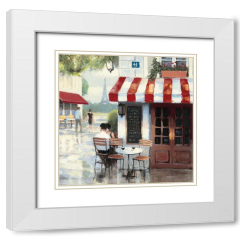 Relaxing at the Cafe II White Modern Wood Framed Art Print with Double Matting by Wiens, James