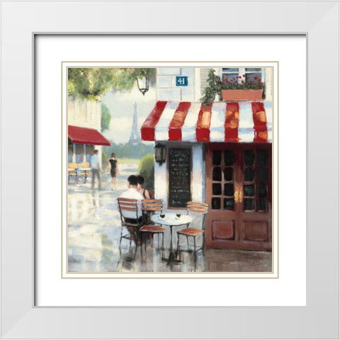 Relaxing at the Cafe II White Modern Wood Framed Art Print with Double Matting by Wiens, James