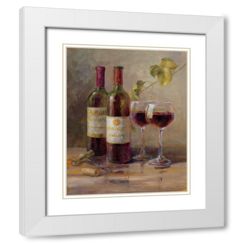 Opening the Wine I White Modern Wood Framed Art Print with Double Matting by Nai, Danhui